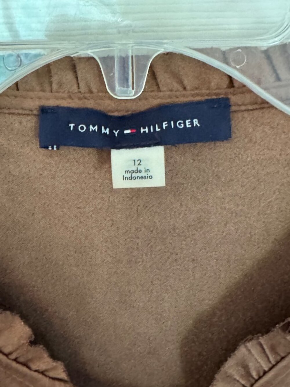 Tommy Hilfiger Women's 12 Faux Suede Dress Walnut Brown Ruffle Tie NWT - Picture 6 of 10
